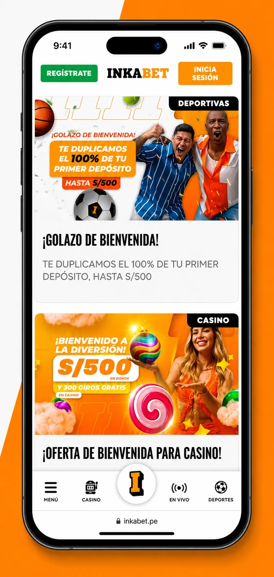Pantalla de la app de Inkabet para iniciar sesión